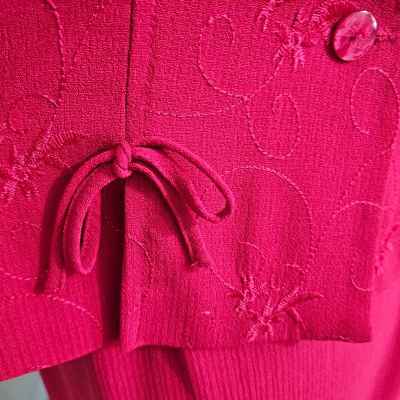 Vintage Two-Piece Fuchsia Midi Length Sheath Dress with Jacket by Sag Harbor 10 - Picture 12 of 13